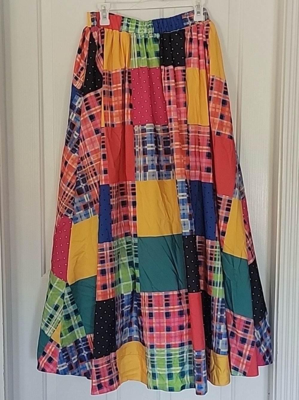 Anthropologie Maeve Patchwork Maxi Skirt NWT Small Colorblock Plaid Boho Pockets - Picture 7 of 13